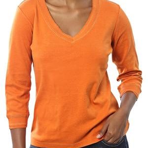 ¾ Sleeve V-Neck - Orange