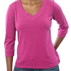 ¾ Sleeve V-Neck - Pink