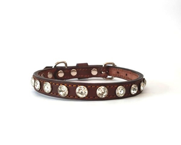 Slim profile diamante leather collar - Image 2