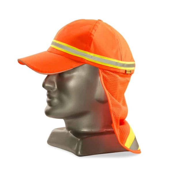 Reflective Baseball Cap With Neck Protector Orange